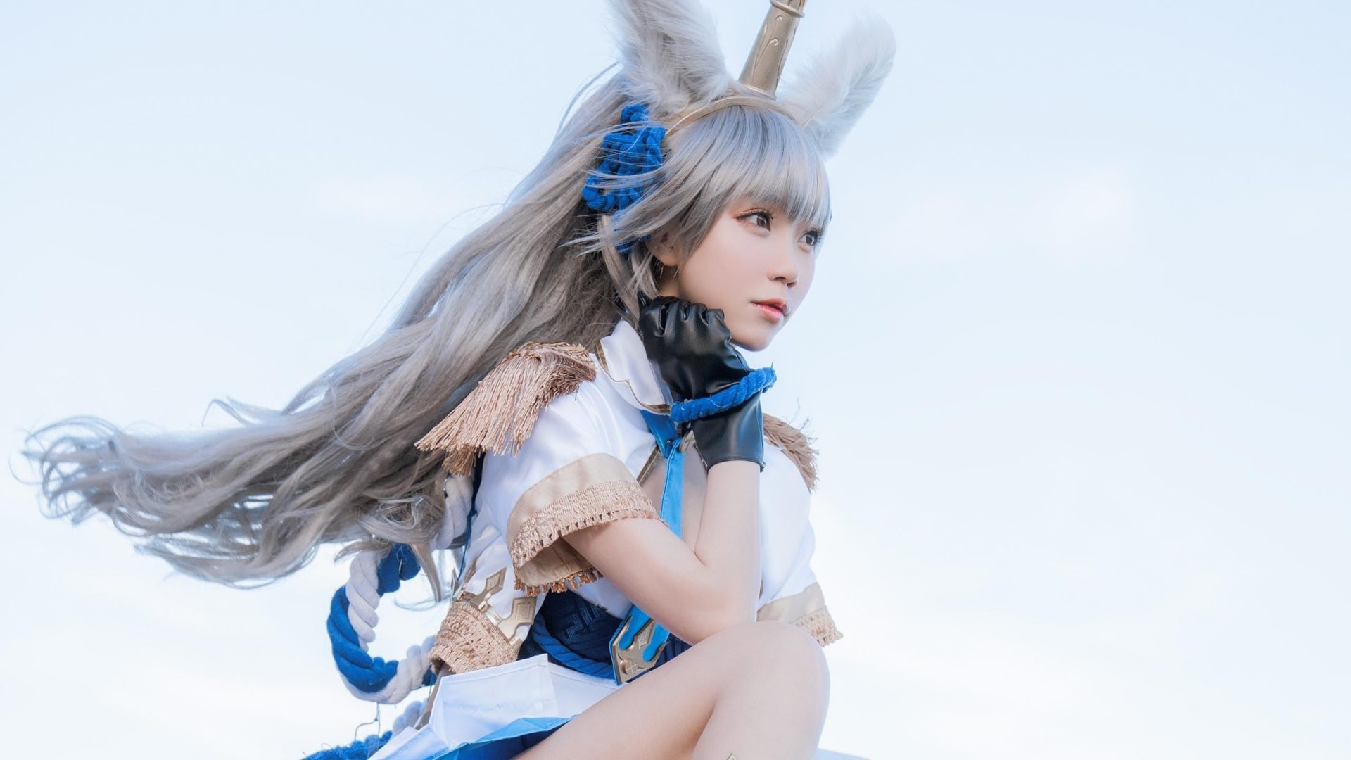 cosplay使用化纤丝假发效果