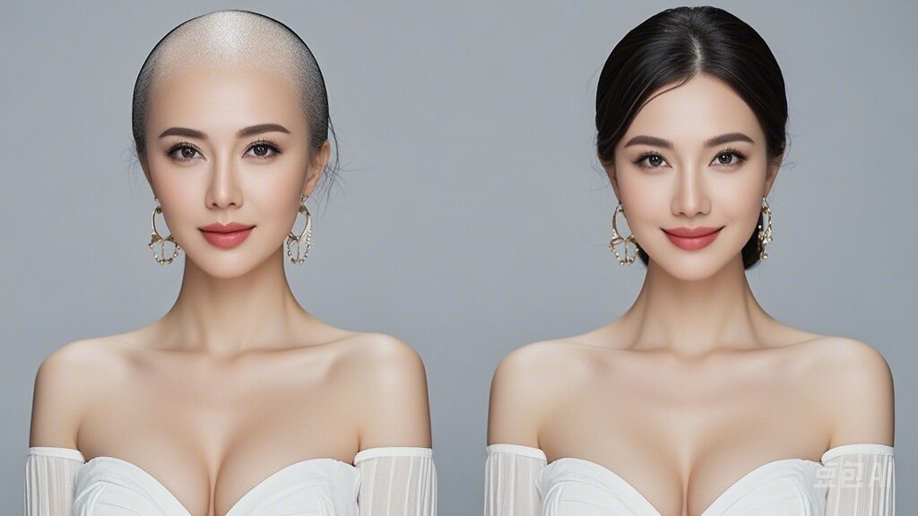 李女士佩戴假发效果