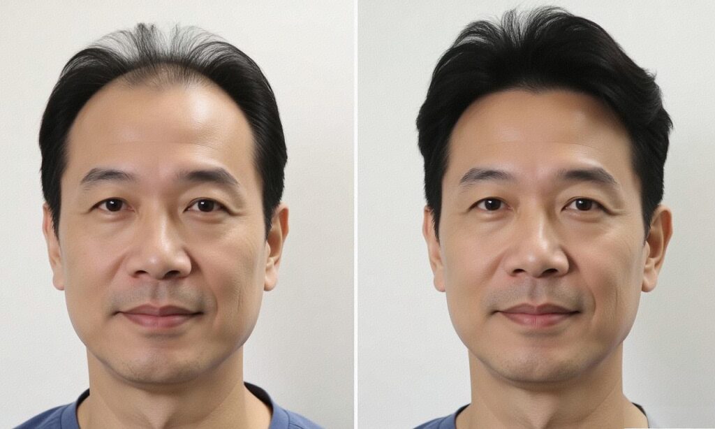 戴上后完全看不出是假发