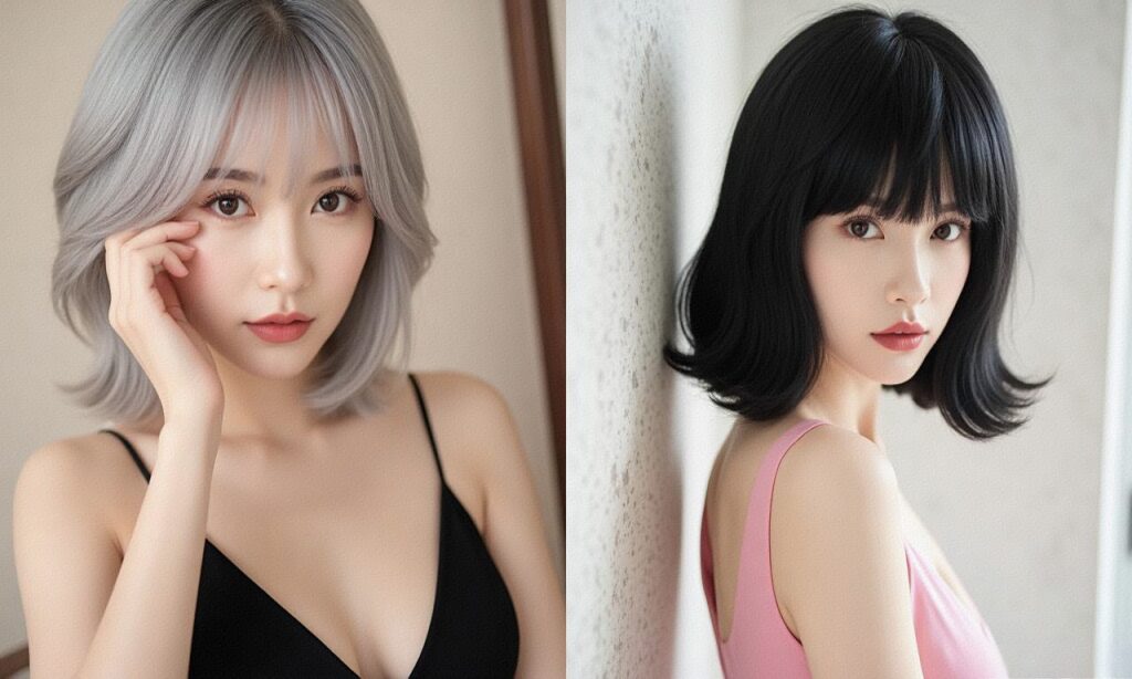 白发佩戴假发效果
