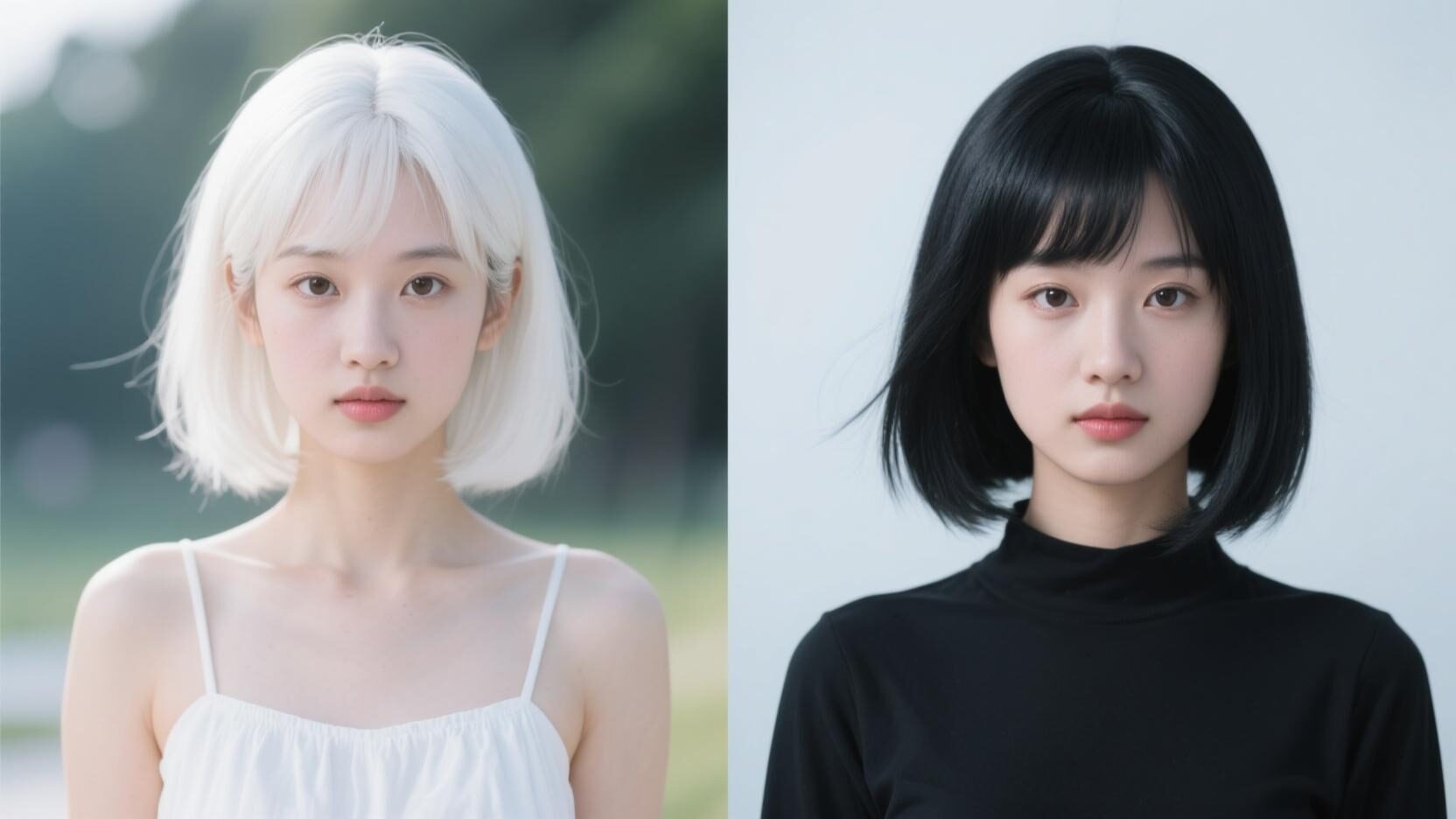 白发戴假发效果