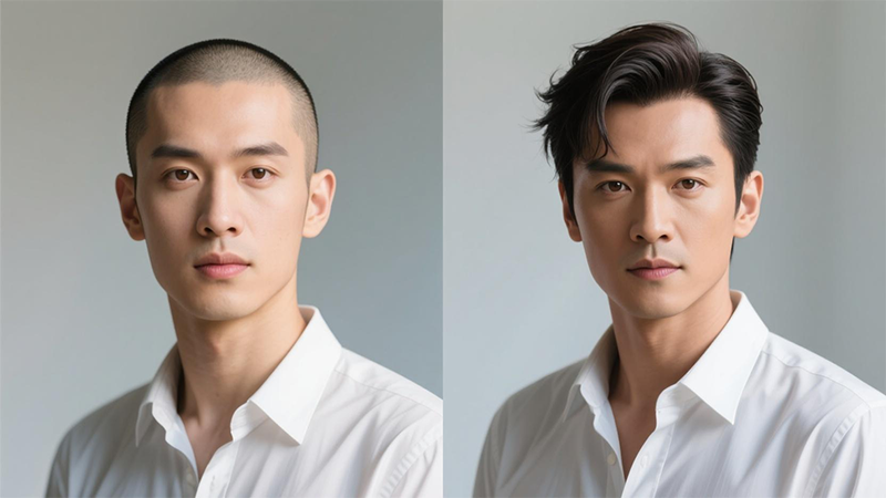 男士头发稀少佩戴假发效果
