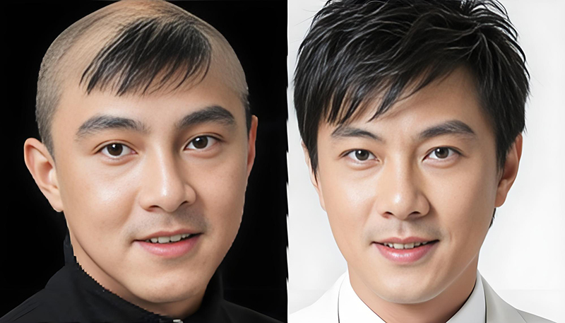 秃顶戴假发效果