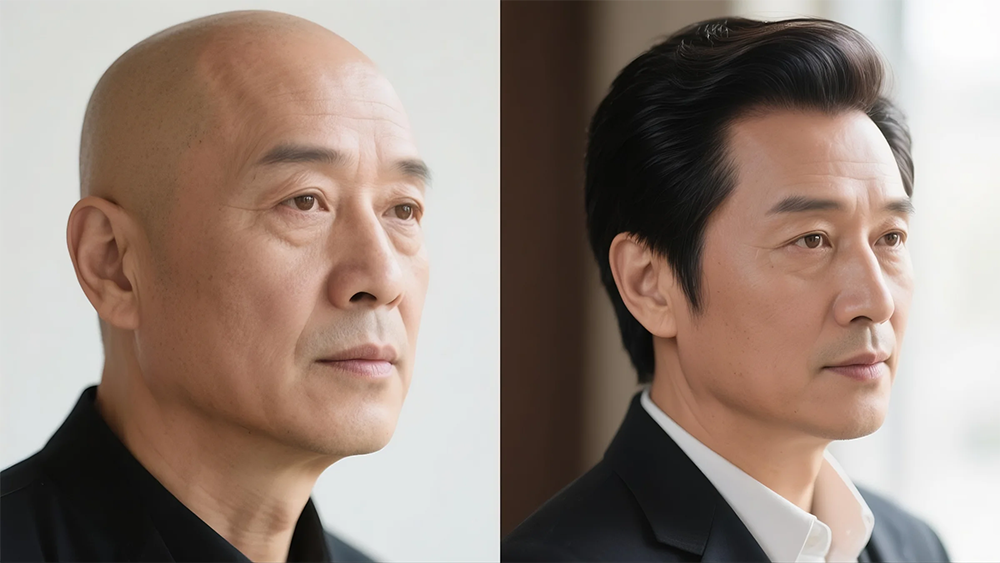 男士真人发手工定制假发