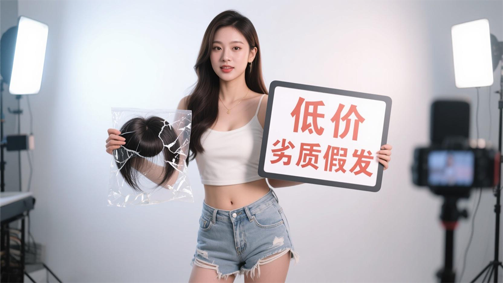 ⚛️劣质假发测评：直播间百元定制实为毒网底+废发填充