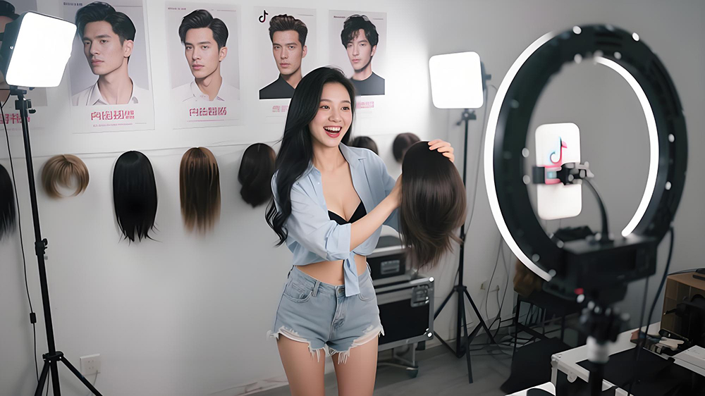 直播间劣质假发片