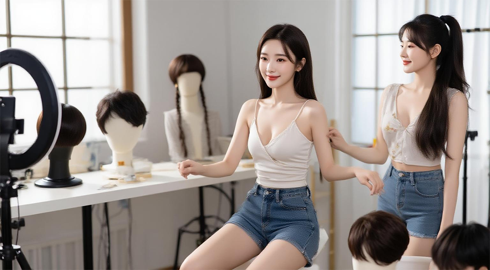 直播间劣质假发