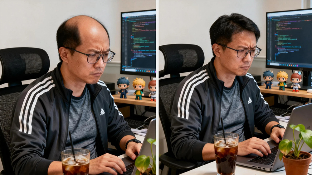 程序员秃顶戴假发效果