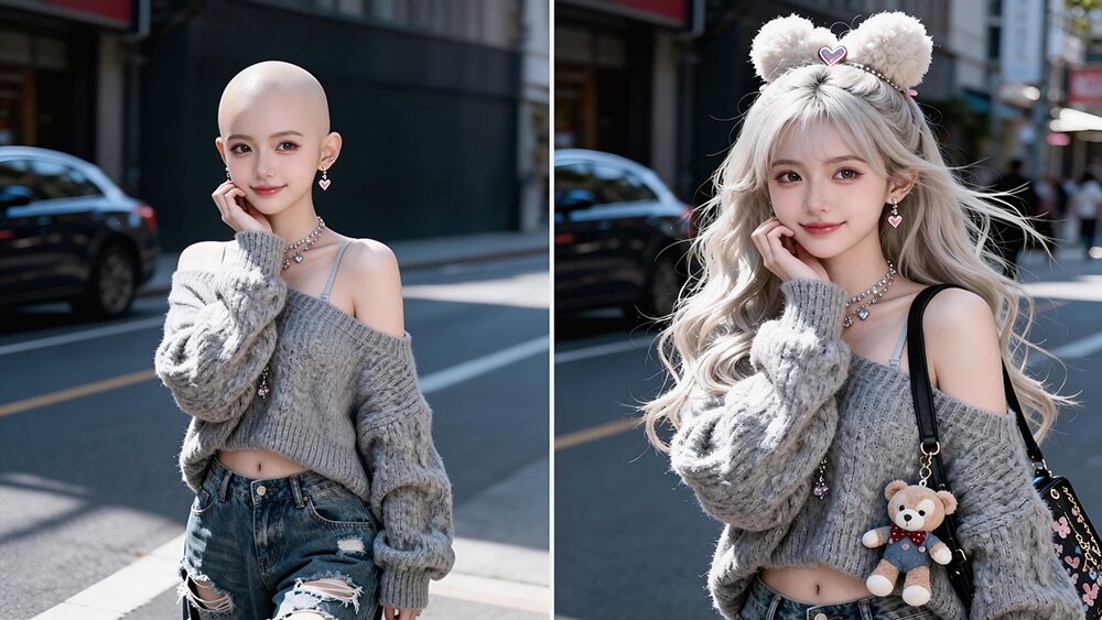 花都王小姐 (产后脱发宝妈)秃顶佩戴极客侠假发效果