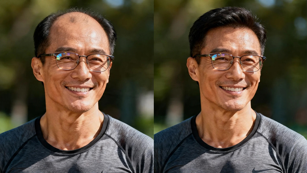 秃顶佩戴极客侠假发效果