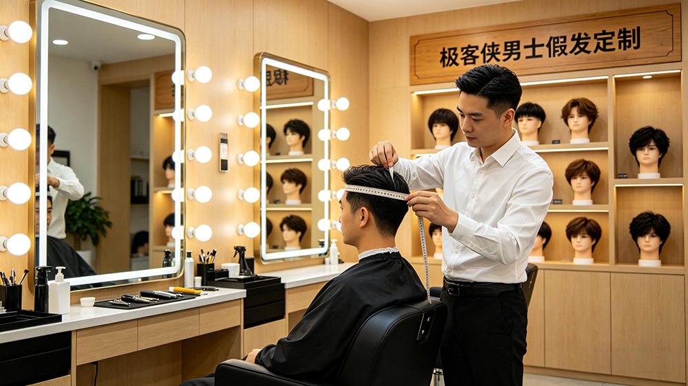 极客侠男士假发定制门店实景图