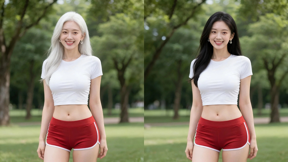 女士白发佩戴极客侠假发效果