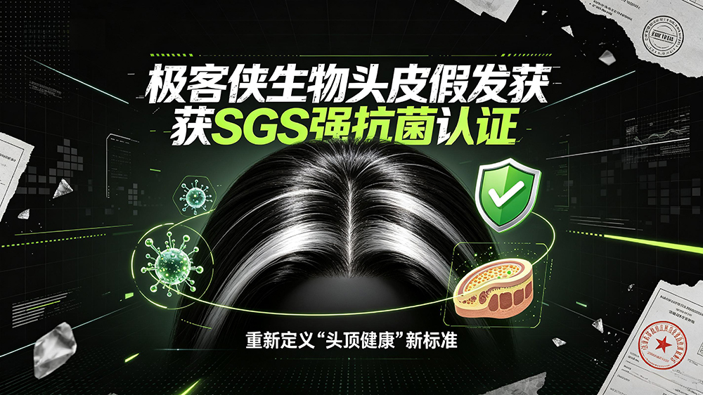 脱发救星来了！极客侠生物头皮假发获SGS强抗菌认证，重新定义”头顶健康”新标准