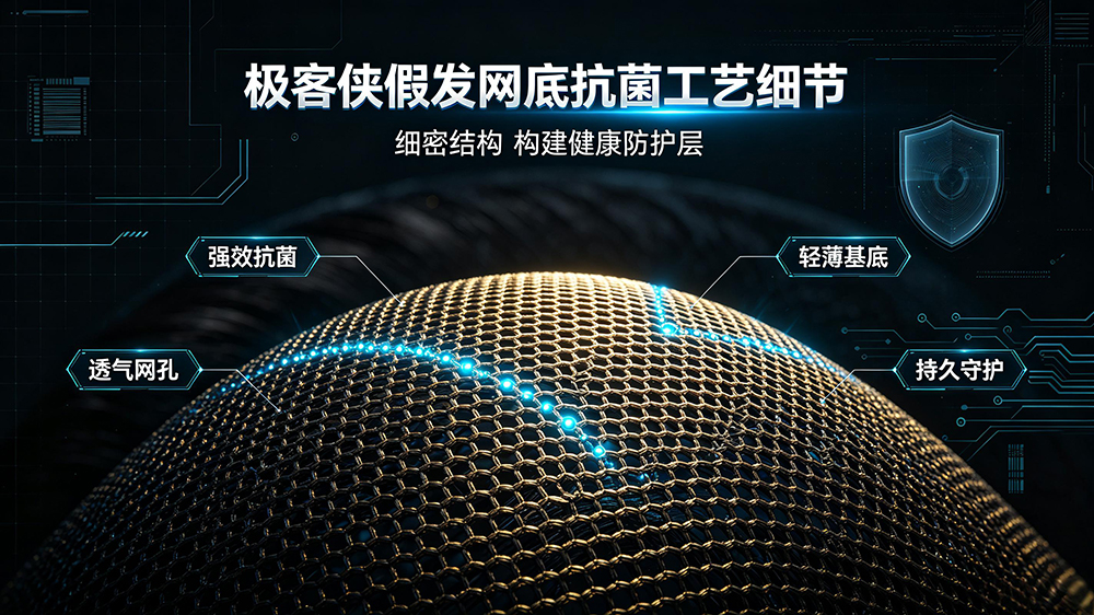极客侠假发网底抗菌工艺细节(品牌方供图)