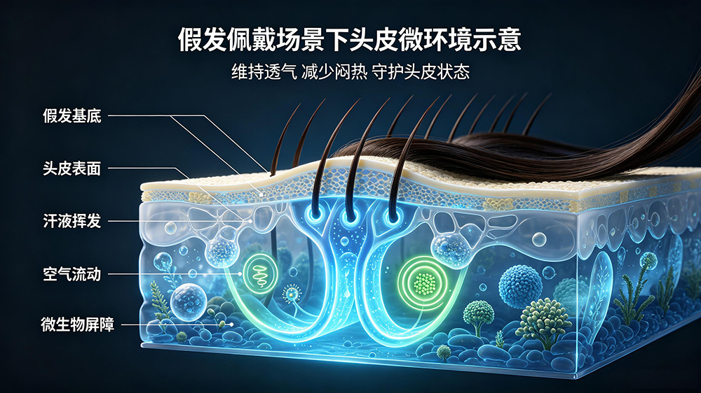 假发佩戴场景下头皮微环境示意(示意图)