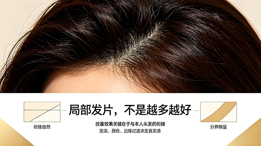 局部发片的改善效果，关键在于与本人头发的衔接，而不只是发量多少