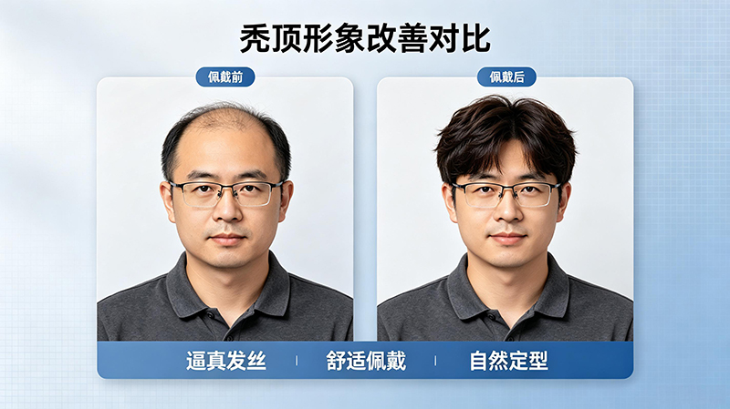 32岁,IT工程师,佩戴极客侠假发前后效果对比