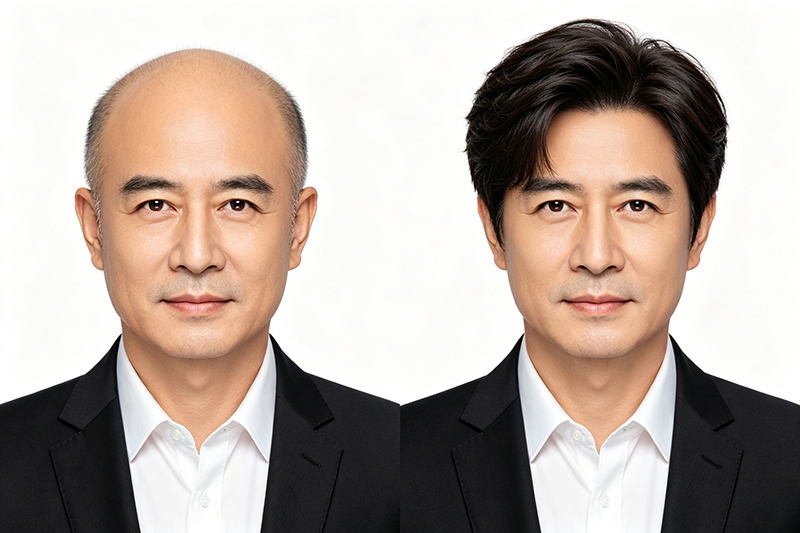 定制补发前后效果对比 · 自然逼真,年轻十岁不是梦
