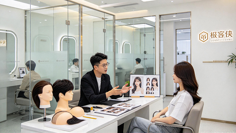 专业补发门店通常设有一对一私密咨询空间——极客侠等定制机构的标准配置